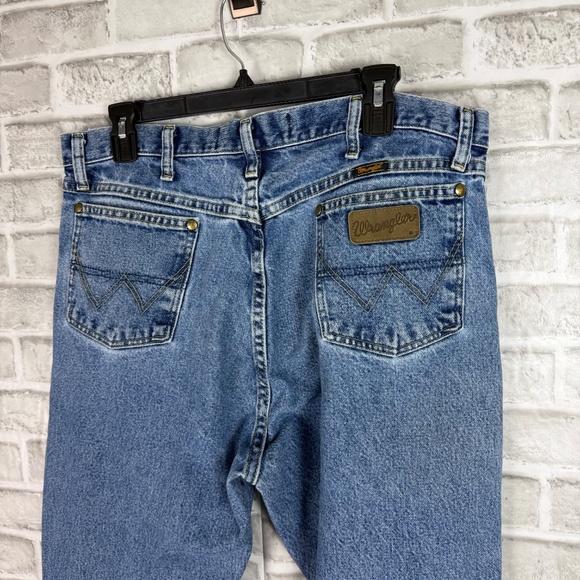 Wrangler George Strait Western Light Wash Blue Denim Boot Cut Jeans Mens 36 x 34 - Picture 4 of 10